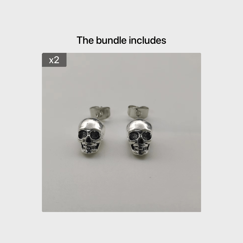 Explosive Gothic Skull Head Stud Earrings