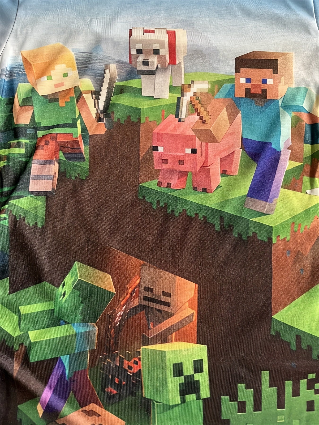 Boy's Cartoon Block Graphic Tee for Summer