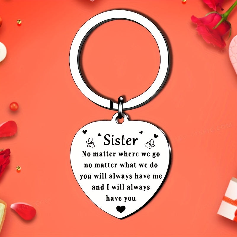Sister From Brother Keychain, Soul Sister Gift, Birthday Christmas Keyring