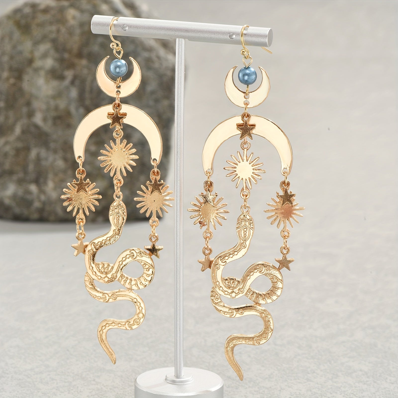 Boho Moon Sun Snake Star Earrings