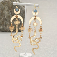 Boho Moon Sun Snake Star Earrings