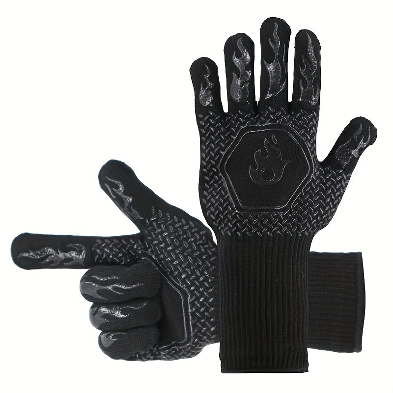 BBQ Glove Extreme Heat Resistant Long Cuff Kitchen Silicone Non Slip Oven Mitts