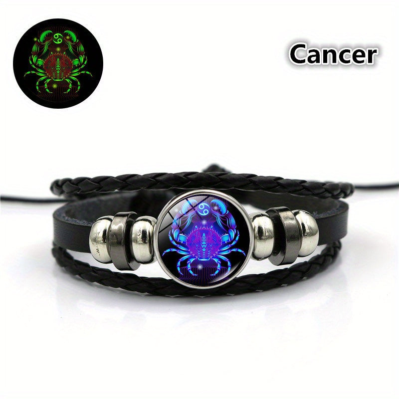 Luminous 12 Constellation Couple Bracelet Multilayer Beaded Braided