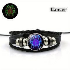 Luminous 12 Constellation Couple Bracelet Multilayer Beaded Braided