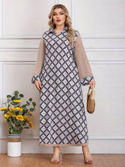  Colorblock Argyle Print Maxi Dress