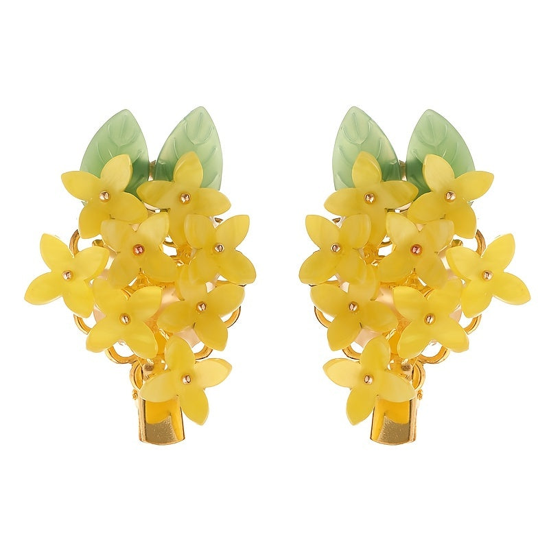 Osmanthus Flower Hair Clips Yellow Alloy Hanfu Chinese Style Hairclip Vintage