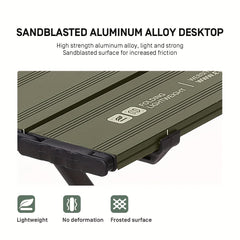 Large Aluminum Folding Table for Camping & Picnic, 2 Height Adjustments