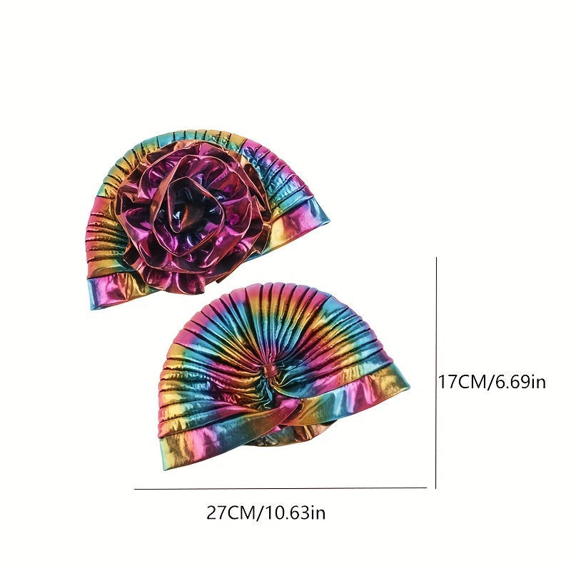Laser Top Flower Turban Hat Gradient Bonnet Beanie Caps