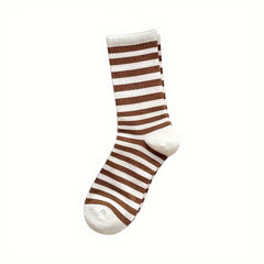 6 Pairs Plaid & Striped Socks College Style Women's Stockings