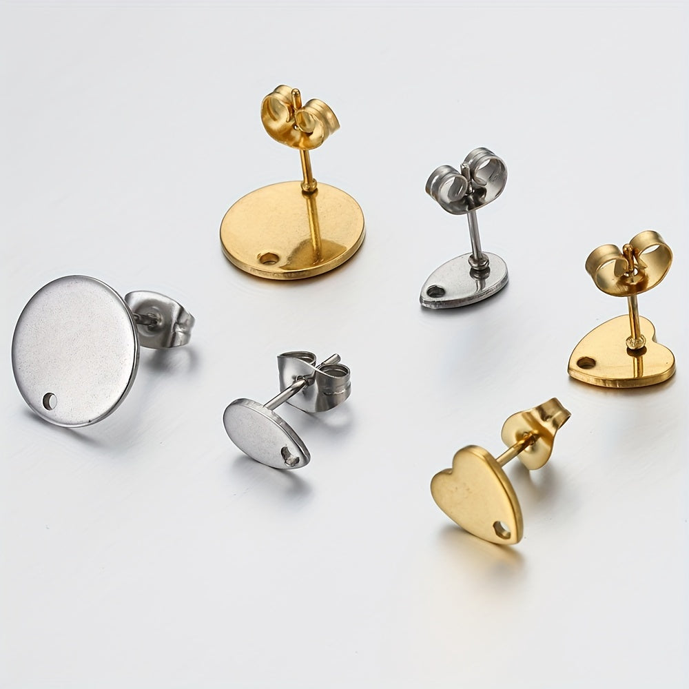 10pcs Stainless Steel Love Heart Drop Earring Studs DIY Earrings Base