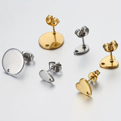 10pcs Stainless Steel Love Heart Drop Earring Studs DIY Earrings Base