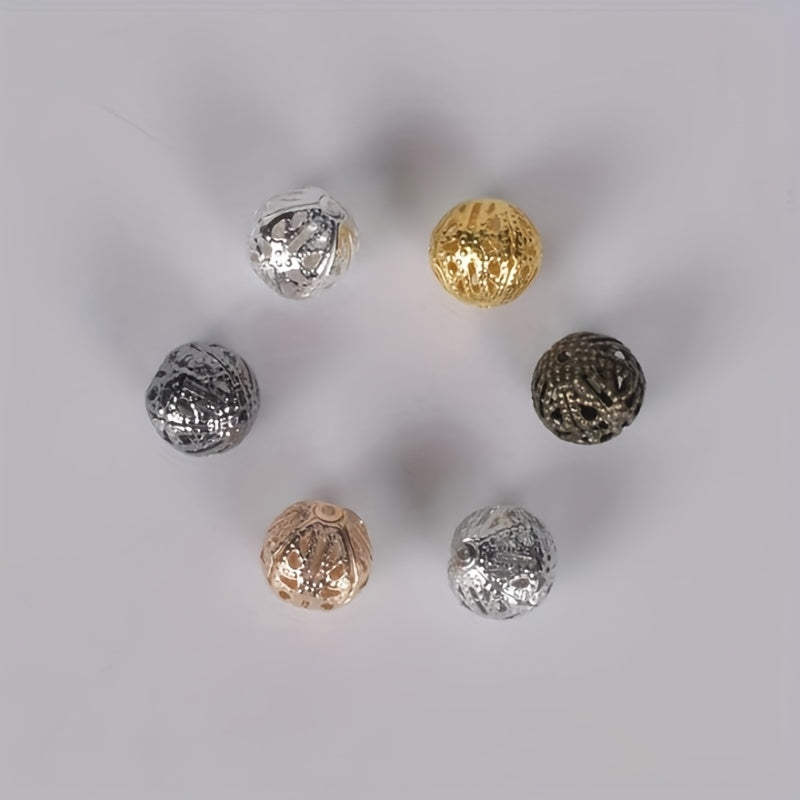 40-50-100pcs 4-20mm Hollow Round Beads DIY Spacer Bracelet Necklace Jewelry