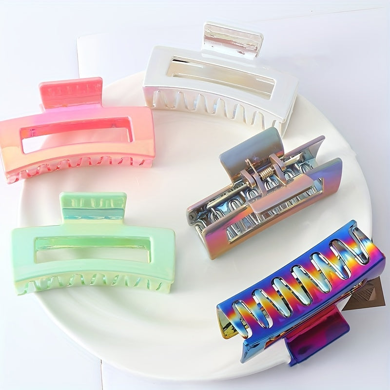 Colorful Rectangle Hair Claw Clips Non Slip Strong Hold Jaw Hair Clamps