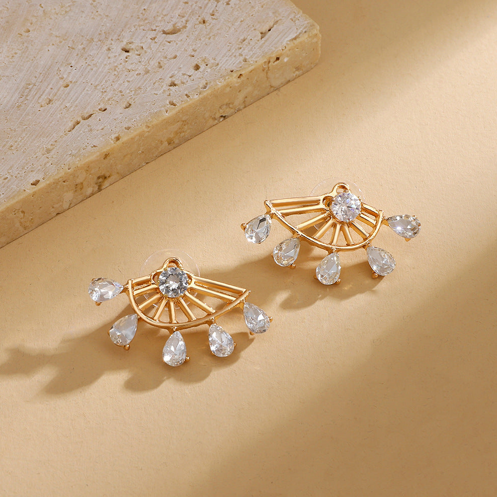 Zircon Geometric Earrings Rear Hanging Love Water Drop Earrings