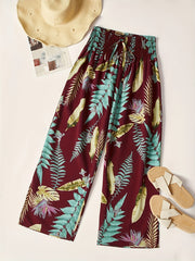 Women's Plus Tropical Print Wide Leg Trousers