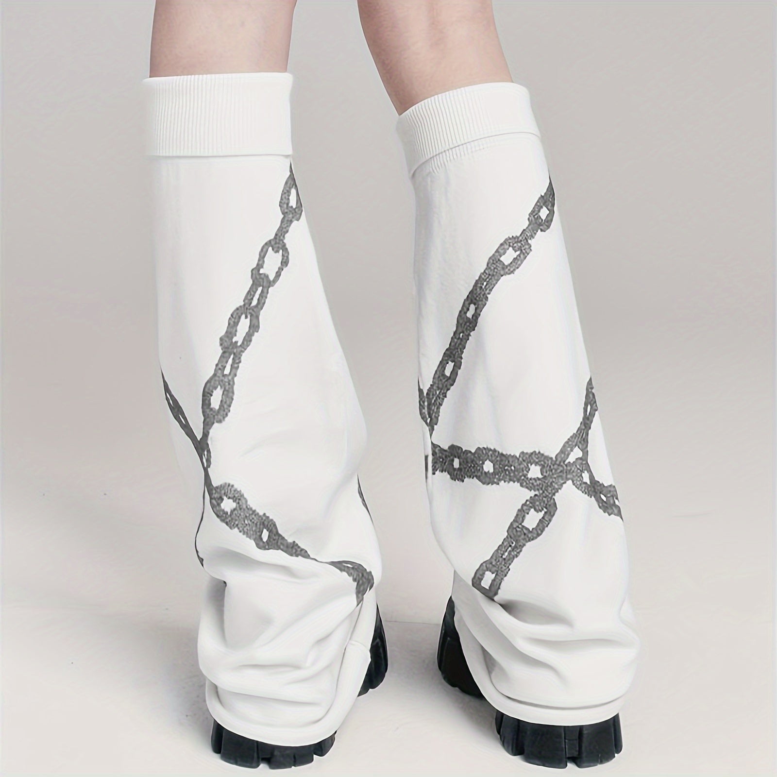 Chain Print Leg Warmers Comfy All Match Socks