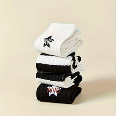 10 Pairs Striped Crew Socks Women's Mid Tube Stockings