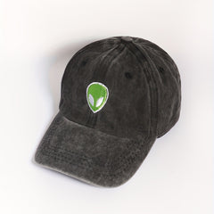 Alien Embroidery Unisex Baseball Cap Distressed Gray Dad Hat
