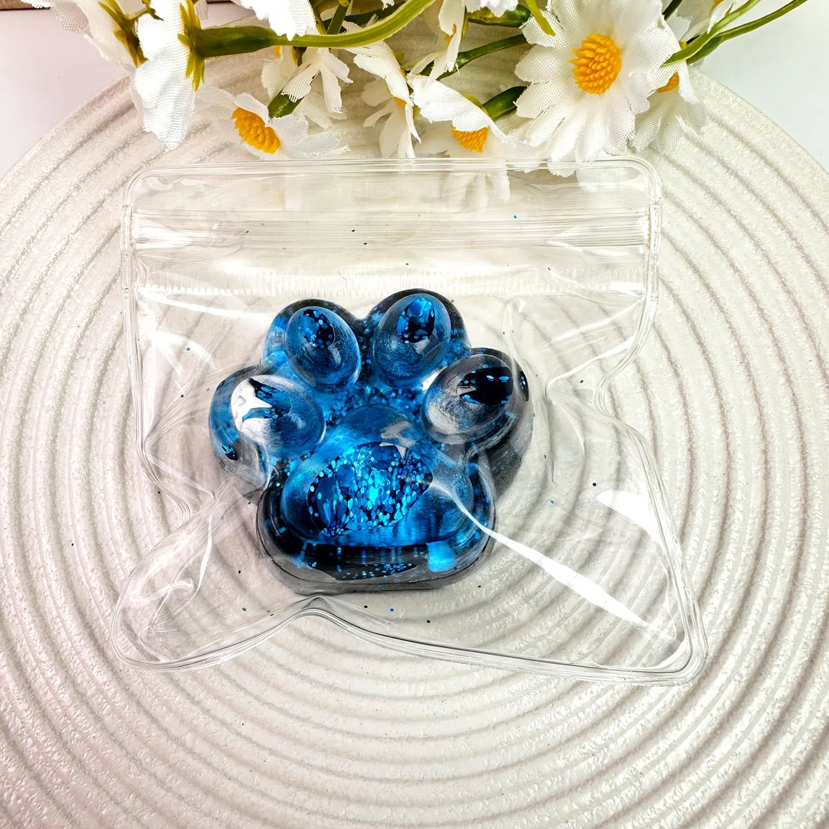 Glittery Cat Paw Squeeze Toy TPR Material Interactive Sensory Toy
