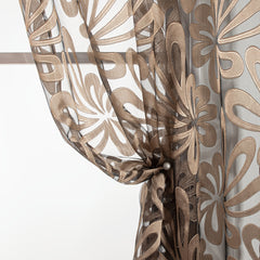 Geometric Tulle Curtain Brown Punch for Living Room Bedroom