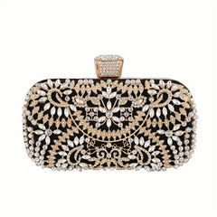 Rhinestone Flower Evening Bag Box Clutch Purse for Wedding Prom