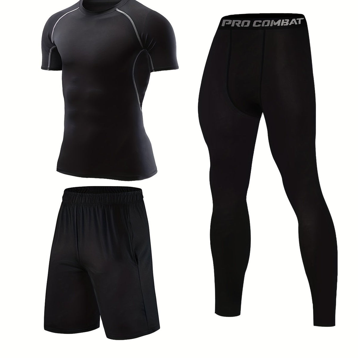 Men's 3-Piece Compression Suit Quick Drying - Sports & Fitness