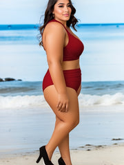  Sexy Bikini Set - Solid Molded Cup Push Up Bra & Panty Swimsuit 2 Piec