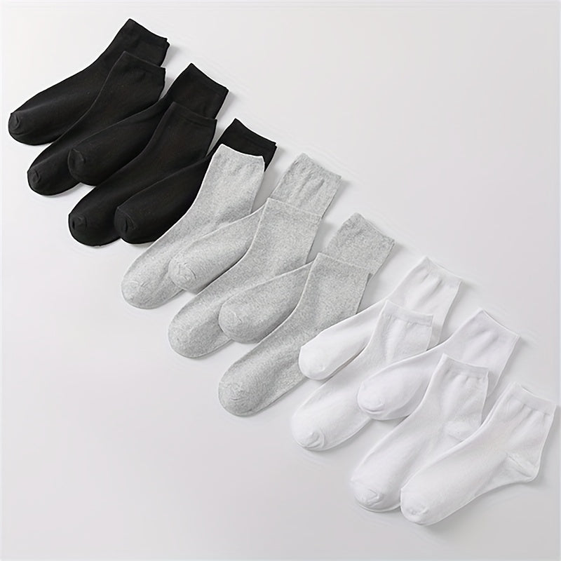 15 Pairs Solid Crew Socks for Women