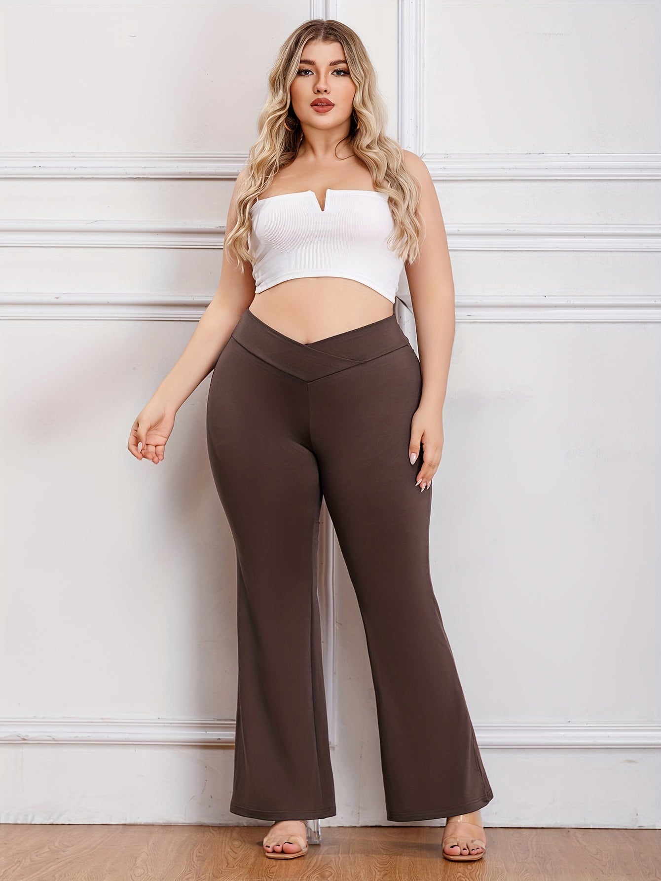  High Rise Flared Leg Trousers