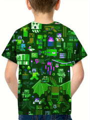 Kids 3D Print Casual T-shirt Building My Wonderful World Tees Top