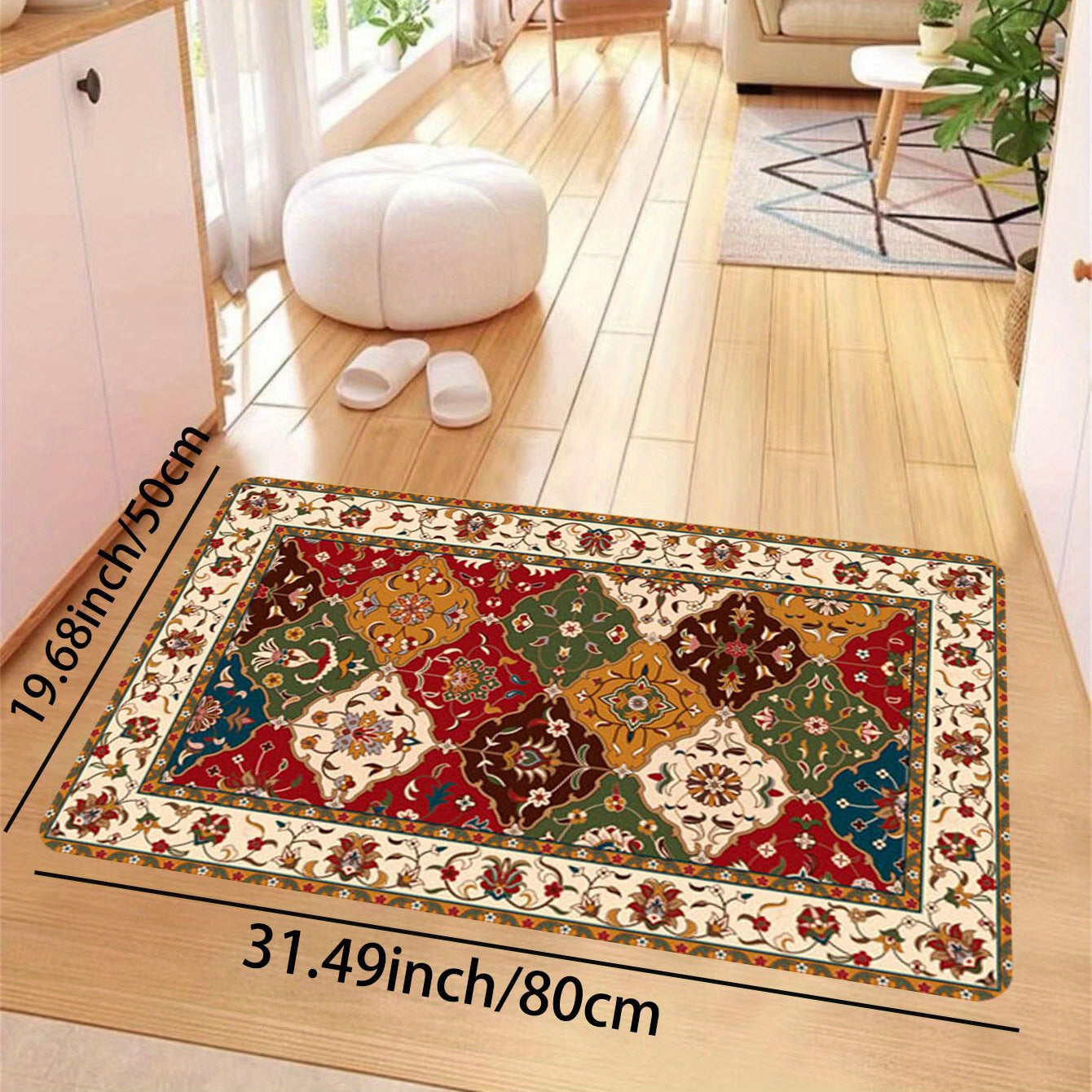 Boho Floral Print Door Mat Rug - Anti Slip, Brightens Any Room
