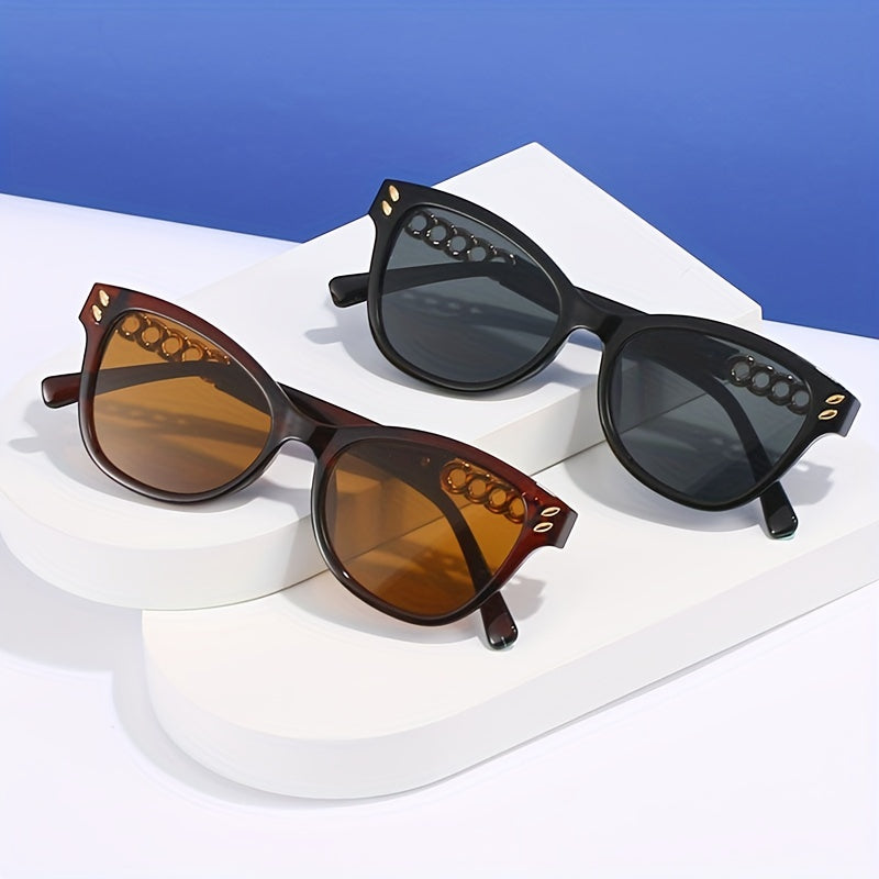 Cat Eye Sunglasses Rivet Decor Gradient Anti Glare UV400