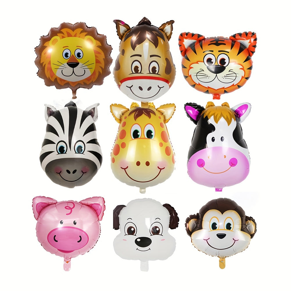9pcs Jungle Animals Helium Balloons for Birthday Party
