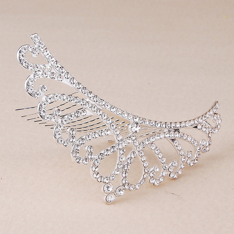 Mini Princess Crown Comb Rhinestone Hair Comb Faux Pearl Headwear