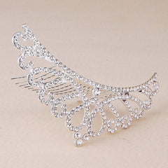 Mini Princess Crown Comb Rhinestone Hair Comb Faux Pearl Headwear