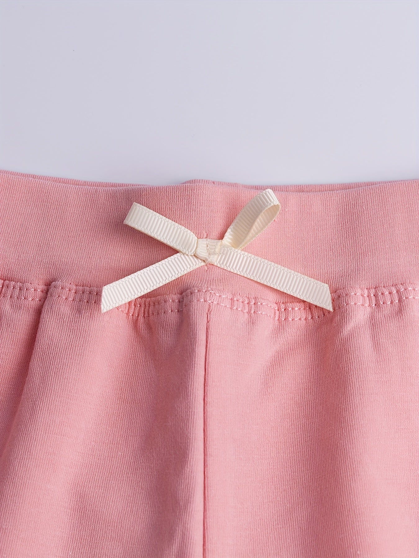 Toddler Girls Lace Trim Bow Front Elastic Waist Cotton Casual Shorts