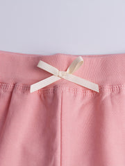 Toddler Girls Lace Trim Bow Front Elastic Waist Cotton Casual Shorts
