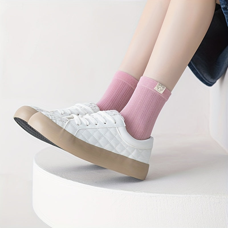 6 Pairs Cartoon Applique Socks Cute & Comfy College Style Women's Stockings