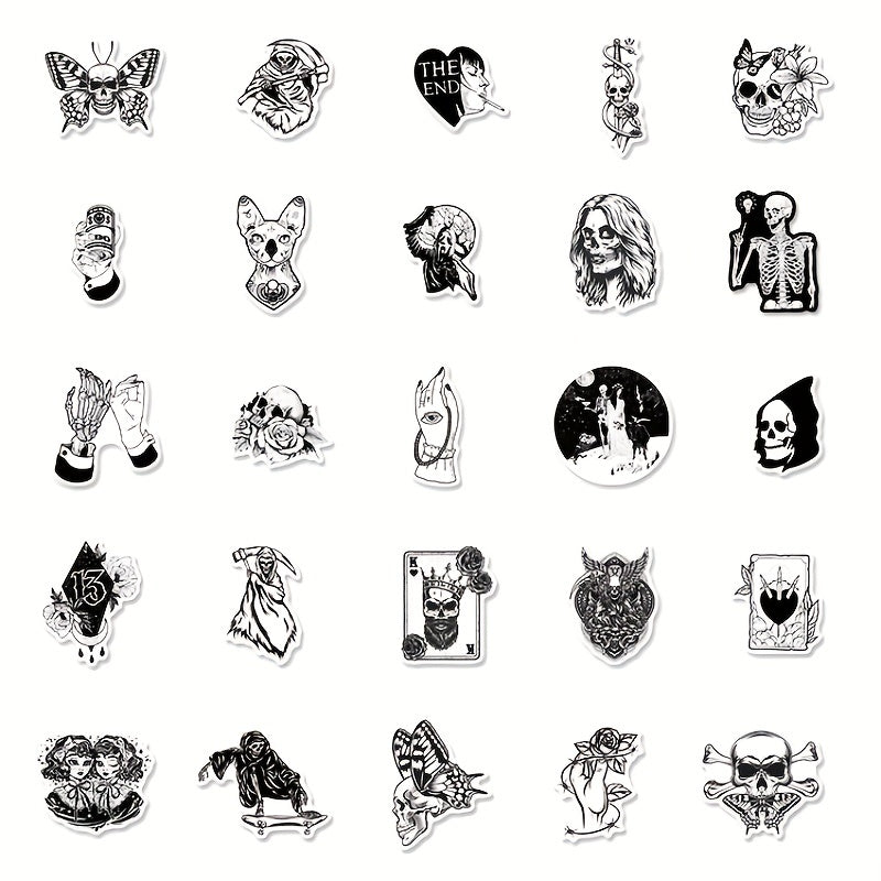 50pcs Gothic Stickers Pack Goth Waterproof Decals for Water Bottle Laptop
