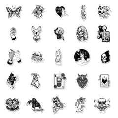 50pcs Gothic Stickers Pack Goth Waterproof Decals for Water Bottle Laptop