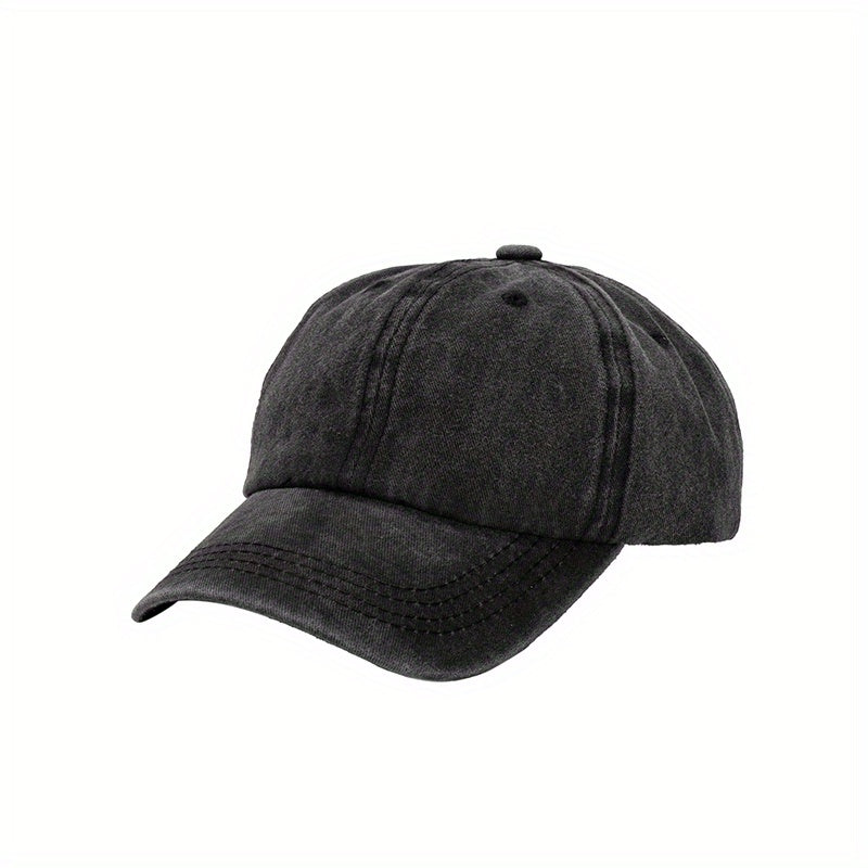 Washed Cotton Baseball Cap Retro Peaked Cap Solid Couple Cap