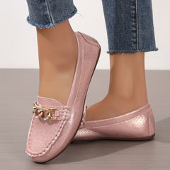 Women's Chain Decor Flat Shoes Slip On Outdoor Shoes