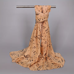 Musical Note Print Chiffon Scarf Solid Shawl