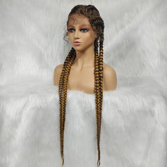 Long Box Cornrow Braided Lace Front Wig Synthetic With Baby Hair