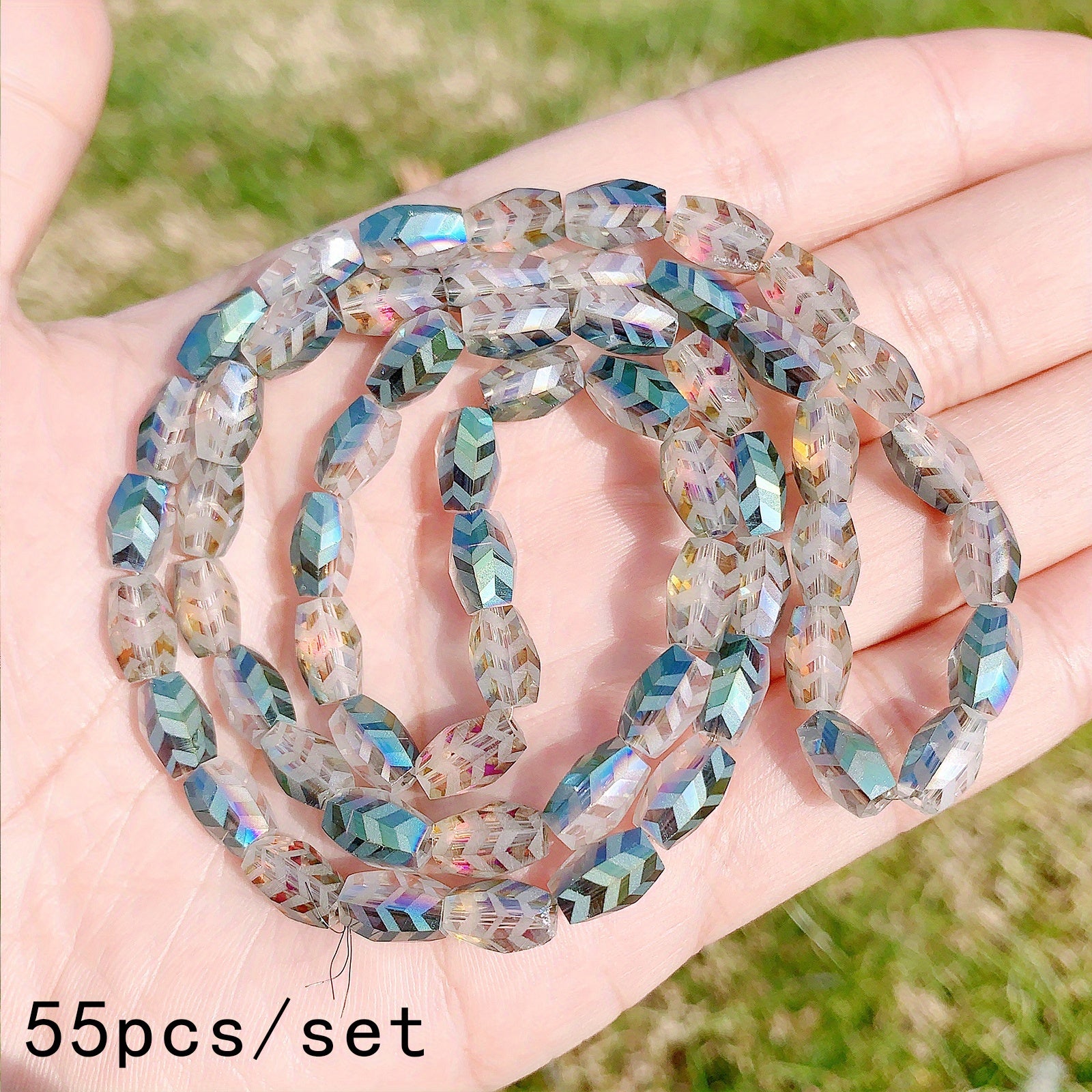 55pcs AB Plated Crystal Beads Frosted Glass Spacer Beads for DIY Bracelet
