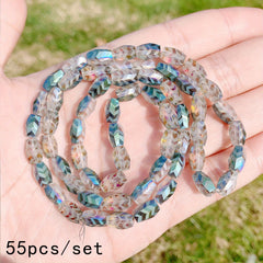 55pcs AB Plated Crystal Beads Frosted Glass Spacer Beads for DIY Bracelet