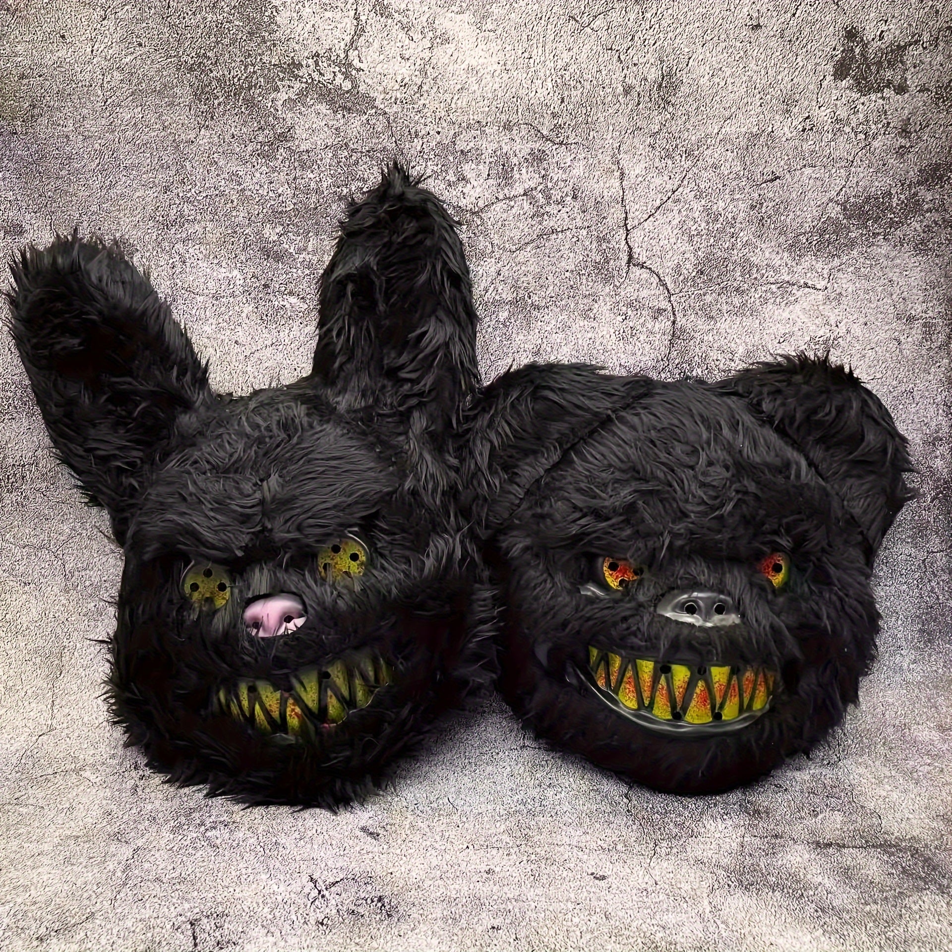 Spooky Rabbit Mask Plush with Yellow Eyes