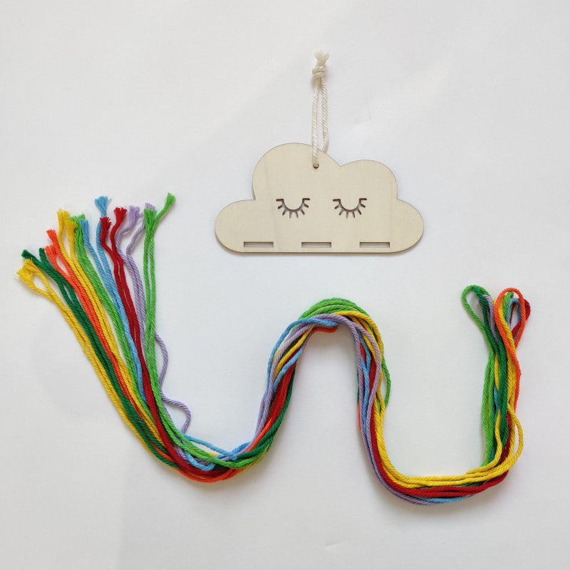 DIY Cloud Wood Chip Hair Clips Storage with 6 Storage Rope