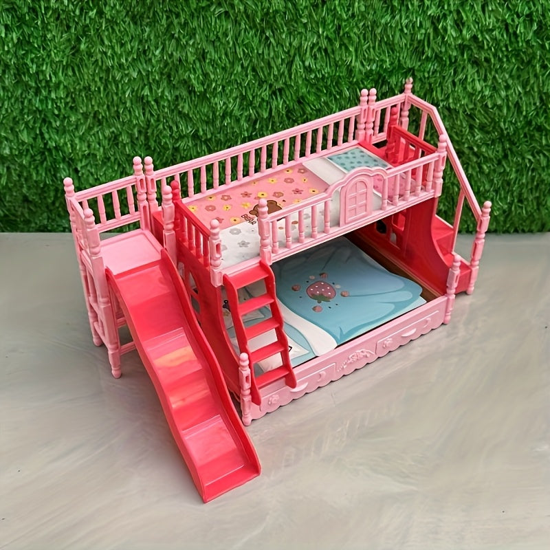 Dollhouse Mini Twin Slide Bed for Princess Room Decor