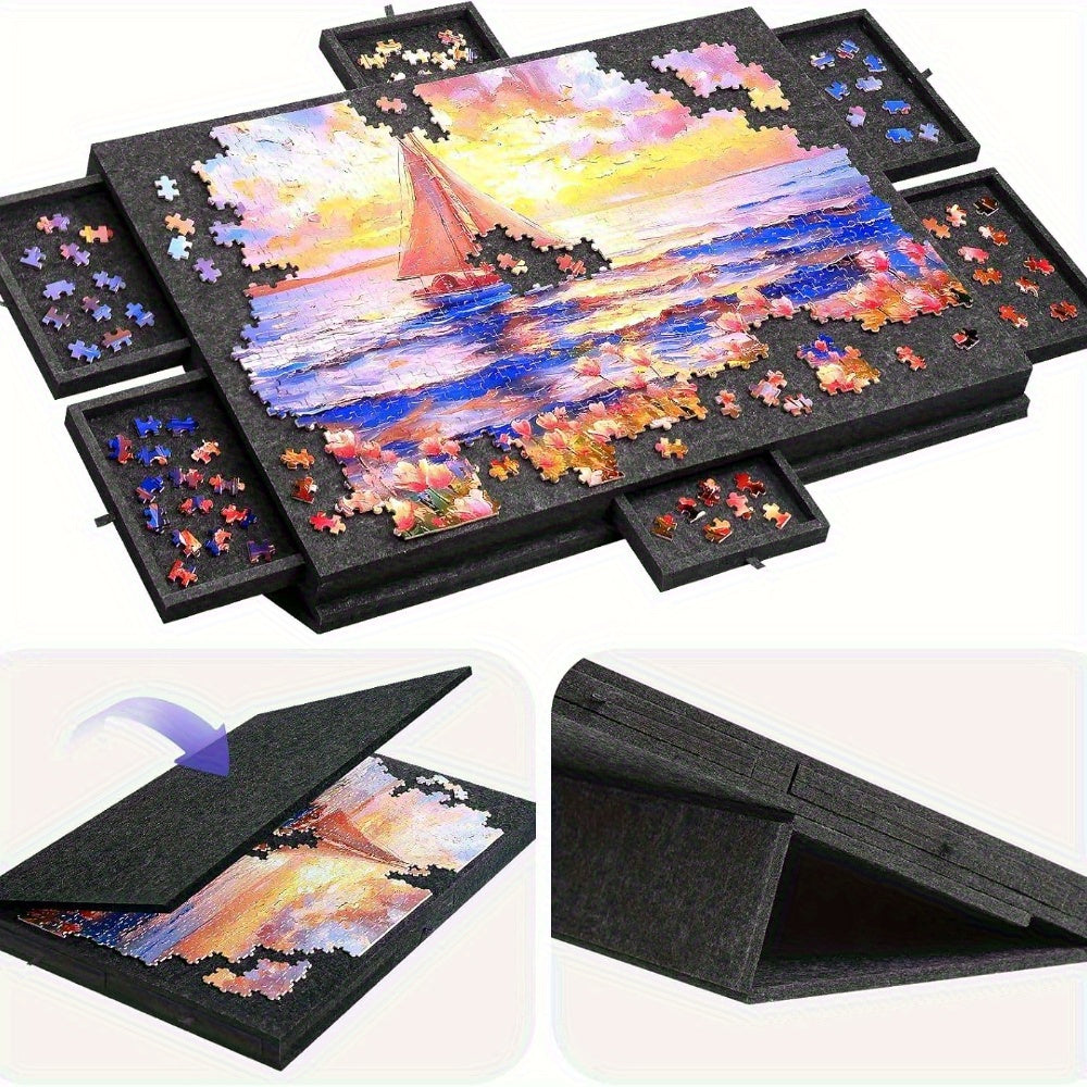 Deluxe Puzzle Table with 6 Drawers and Inclined Board Cover